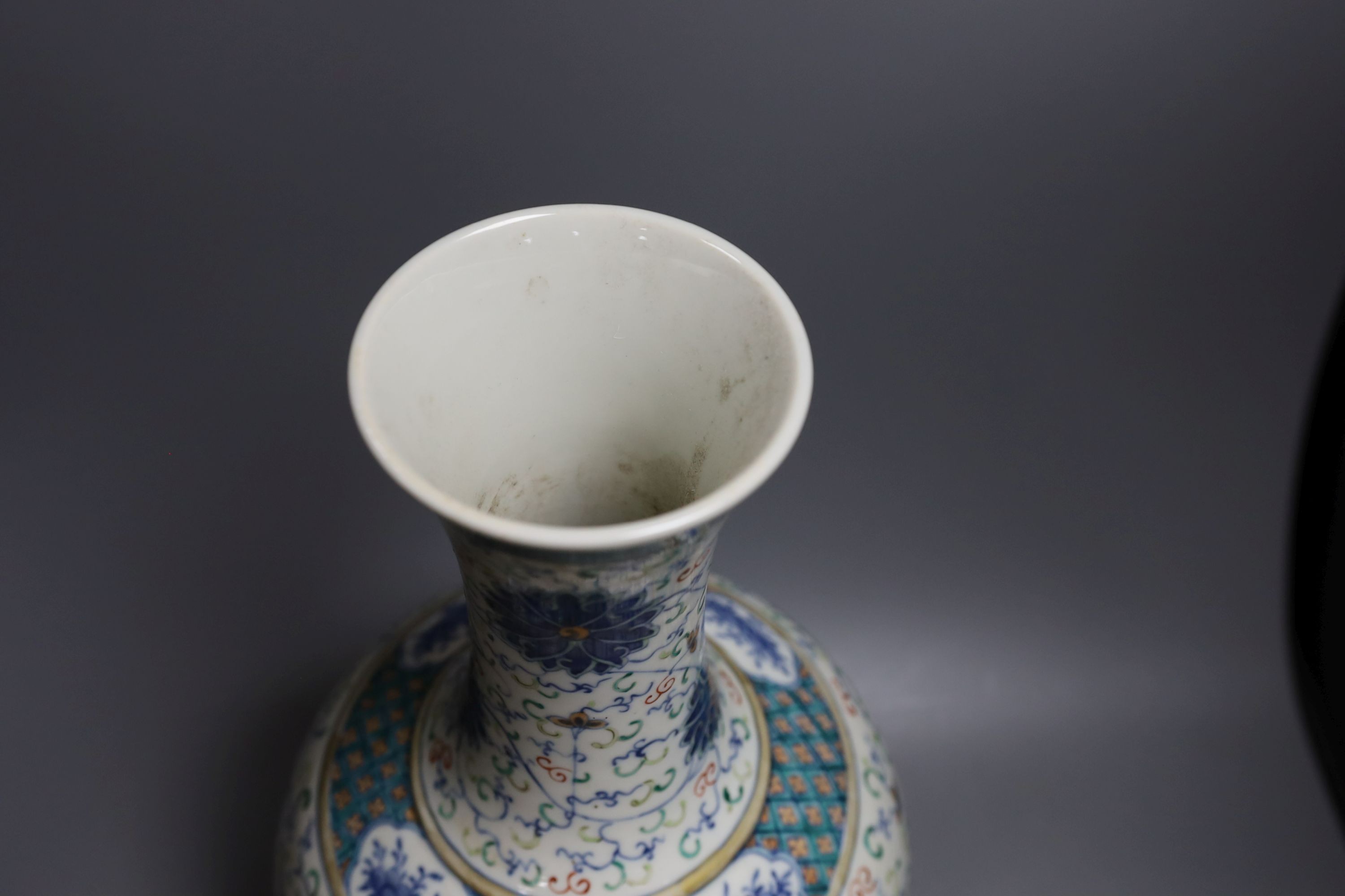 A Chinese doucai bottle vase - 39cm tall